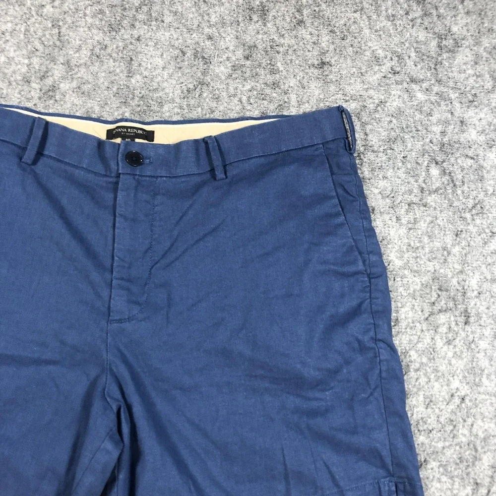 Banana Republic Shorts Mens 40 Blue Linen Blend Chino 7 Inch Casual Summer